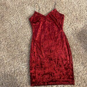 Windsor Red Crushed Velvet Bodycon Slip Mini Dress (Runs XS)